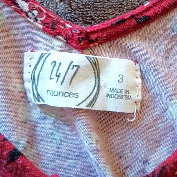 24/7 Maurice's Red Floral Circle Hem Maxi Dress Size 3XL - Picture 5 of 5